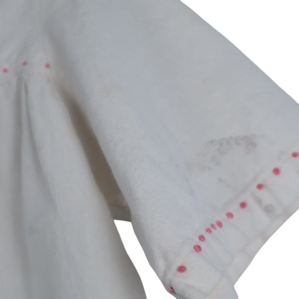 Handmade Antique Cotton Jumpsuit Applique‎ Kitten Pocket Romper Girls Outfit